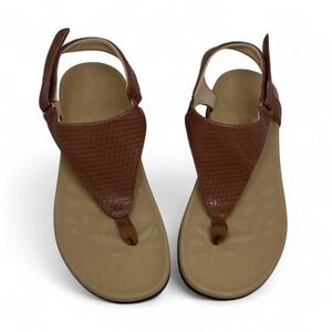 Coastal Woven Faux Leather Slingback Sandals Women's 7.5/8 Minimalist Boho Brown